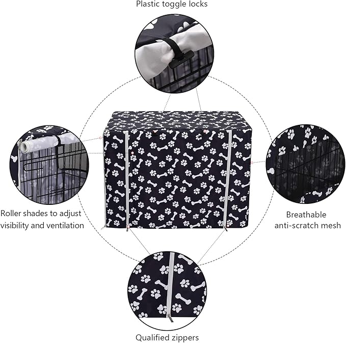 Geyecete Large Dog Crate Covers Fits 24inch-48inch Dog Crates for Small Medium Large Dogs Dog Crate Bed Dog Crate with Cover - Cover only(Crate Not Included)-Black-30