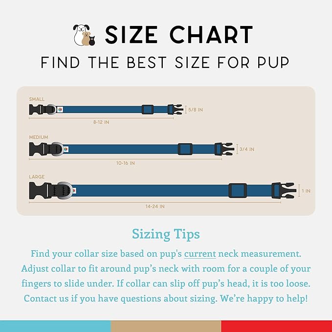 Dog Collar, Lightweight, Heavy Duty Dog Collar with Buckle, Fabric Pet Collar, Breathable & Adjustable Puppy Collar, Dog Collar for Large Dogs (Navy, Large - 14-24 Inch) - Wildebeest