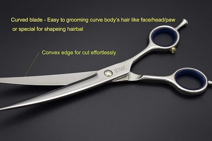 Professional Dog Grooming Scissors 7.0" Classic Dogs Scissors Shear Curved Blade Off-set Handle 440C Stainless Steel Forged (7.0" Curved)
