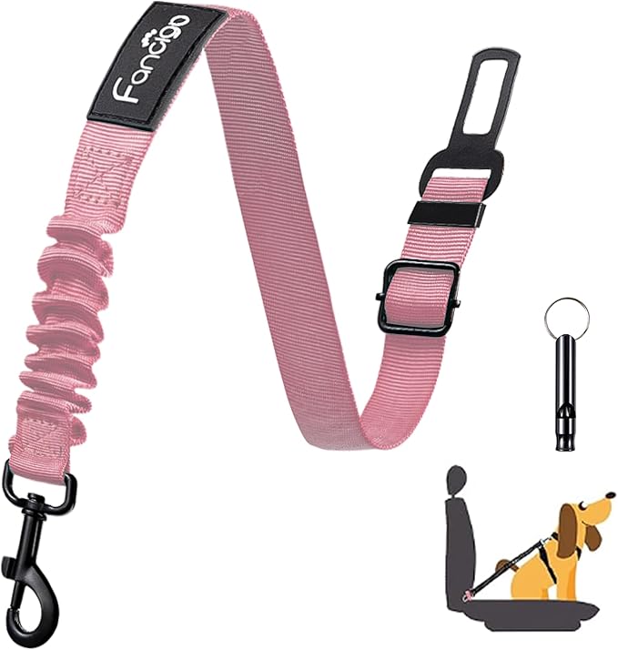 Dog Seat Belt for Car. Adjustable Dog Safety Seatbelt. Adjustable Strap, Strong Nylon Fabric, Bungee Buffer Dog Puppy Car Seat Belt. (Light Pink - 1 Pack)