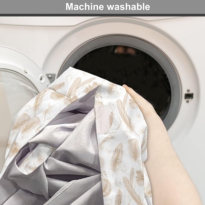 Lunarable Cream Dog Crate Cover, Fluffy Soft Flying Bird Feathers Hand Drawn Style Tender Nature Plumage Pattern, Easy to Use Pet Kennel Cover for Medium Large Dogs, 36 Inch, Pale Tan White