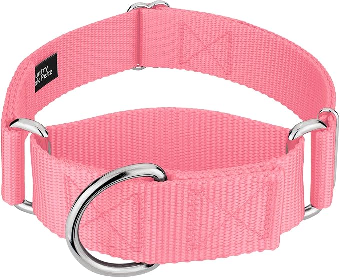 Country Brook Petz 1 1/2 Inch Martingale Heavy Duty Nylon Adjustable Dog Collar for Small, Medium, Large Breeds - Vibrant 17 Color Selection (Pink, Extra Large)