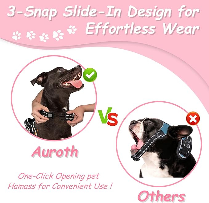 AUROTH Dog Harness Small Sized Dog, Small No Pull Dog Harness, Dog Harness for Small Dogs, Harness Small Size Dog Vest Harness with Handle, Pink S