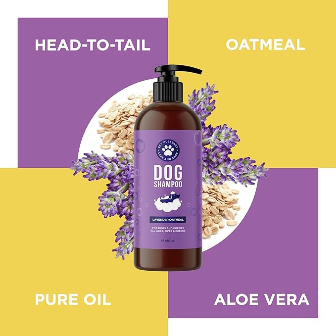 Cleansing Dog Shampoo for Smelly Dogs - Refreshing Colloidal Oatmeal Dog Shampoo for Dry Skin and Cleansing Dog Bath Soap - Moisturizing Lavender and Oatmeal Shampoo for Dogs and Great Smelling Pups