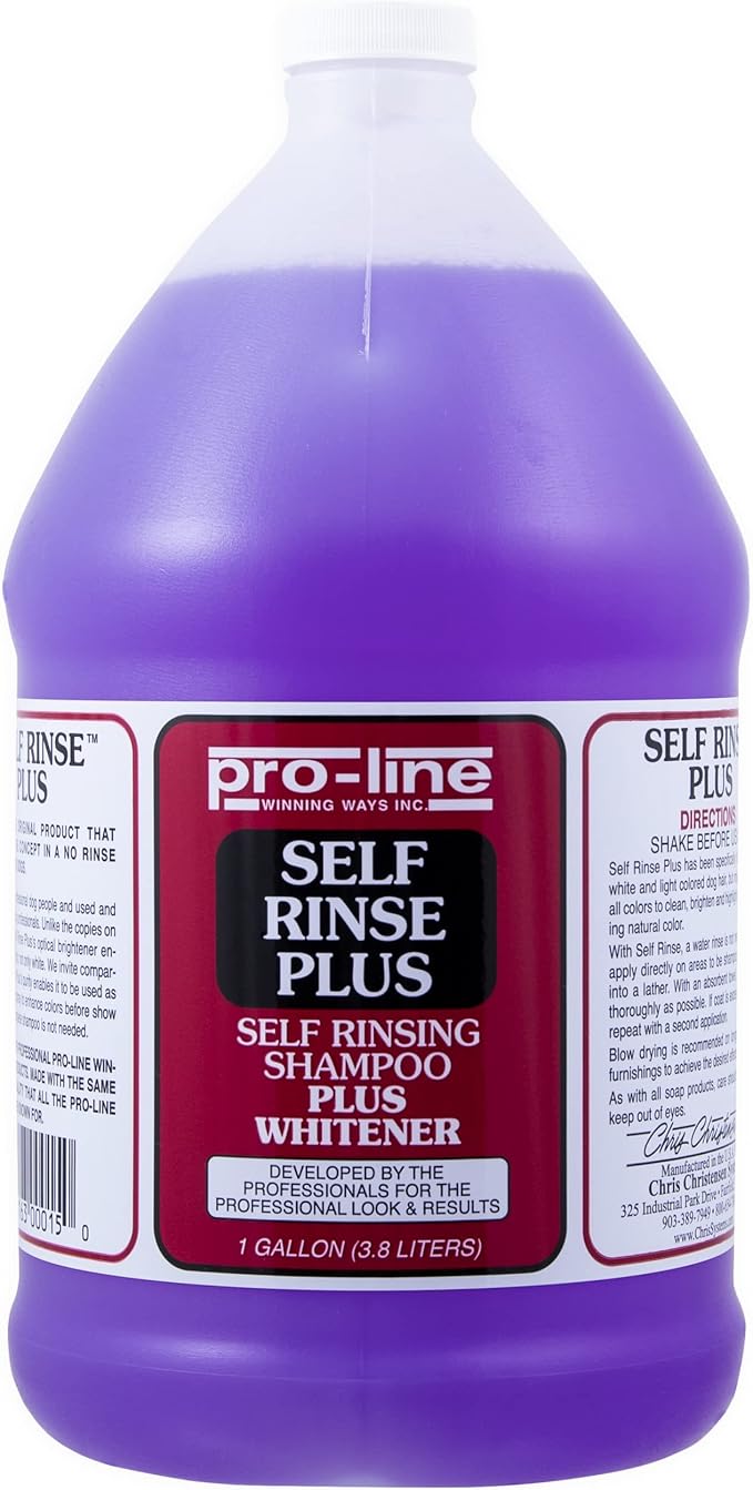 Chris Christensen ProLine Self Rinse Plus Dog Shampoo, Groom Like a Professional, Brightens and Whitens, No Rinse Cleaner, Made in USA