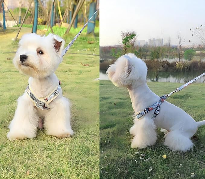 PT-010 Pet Dog Puppy No-Pull Harness Walking Training Harness with Leash Reflective Vest (Beige, Small)