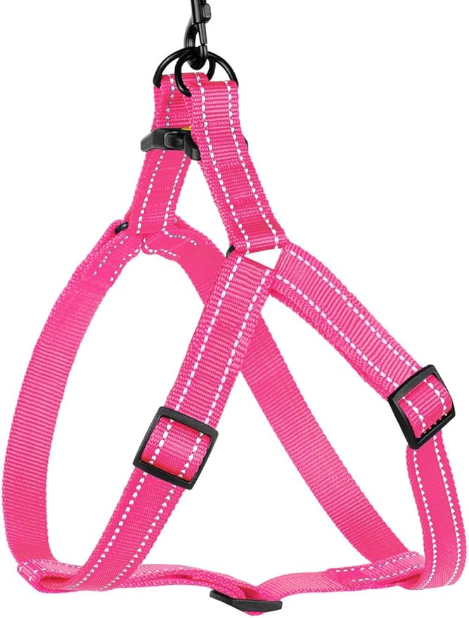 CollarDirect Reflective Dog Harness Step in Small Medium Large for Outdoor Walking, Comfort Adjustable Harnesses for Dogs Puppy Pink Black Red Purple Mint Green Orange Blue (Small, Pink)