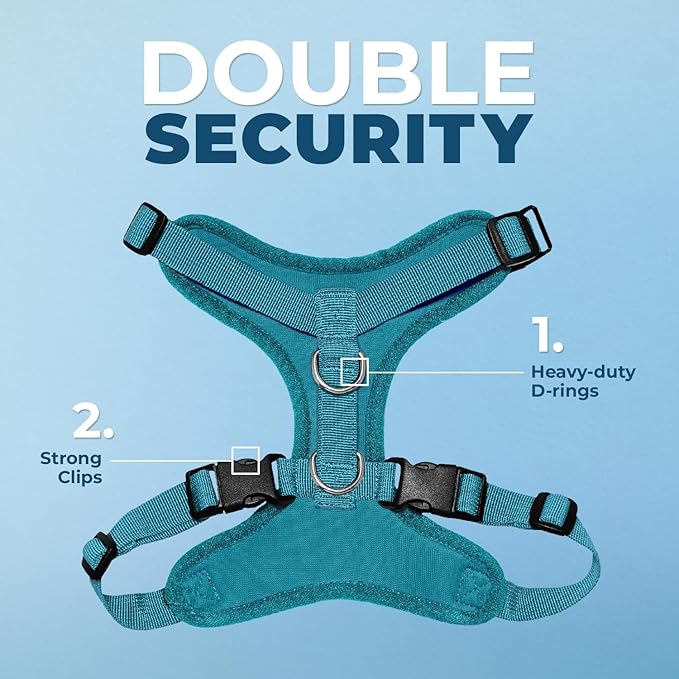 Voyager Step-in Lock Pet Harness - All Weather Mesh, Adjustable Step in Harness for Cats and Dogs by Best Pet Supplies - Turquoise, S