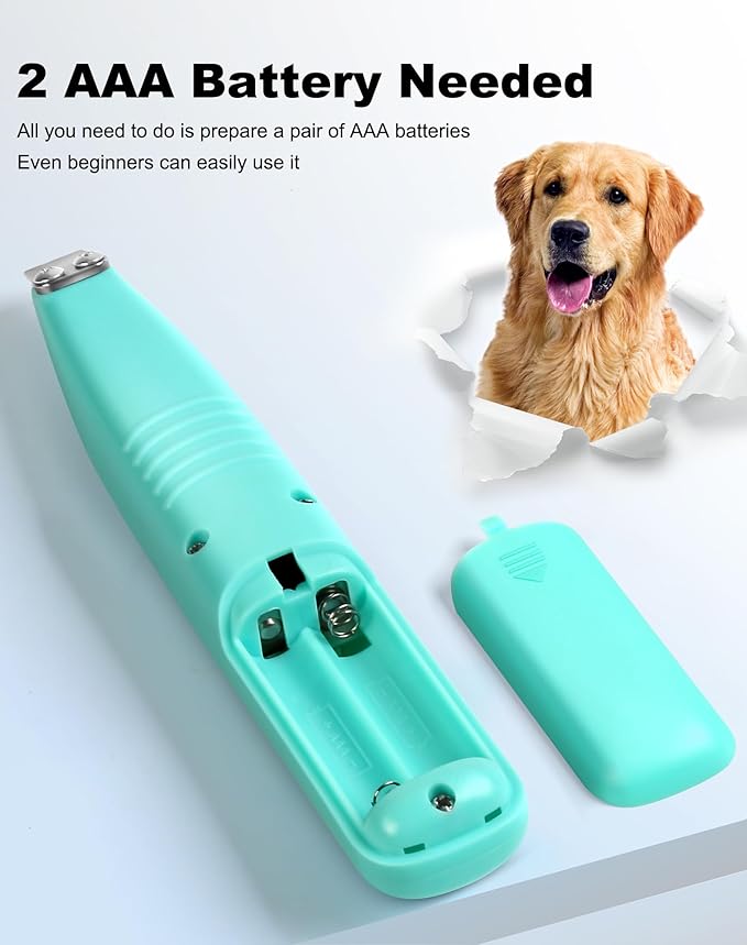 Dog Grooming Clippers, Dog Paw Trimmer with Detachable Ceramic Blade for Trimming Small Areas of Pet's Hair, Low Noise Paw Grooming Shaver for Cat's Eyes Face Ears Paws (Blue)