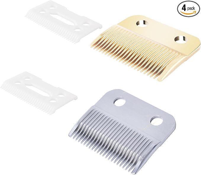 Clippers Blades Replacement Compatible with Wahl 30-15-10(#1037-400),Professional Animal Standard Adjustable Blade Set,Ceramic Dog Blade Set,2 Set(Gold/Silver)