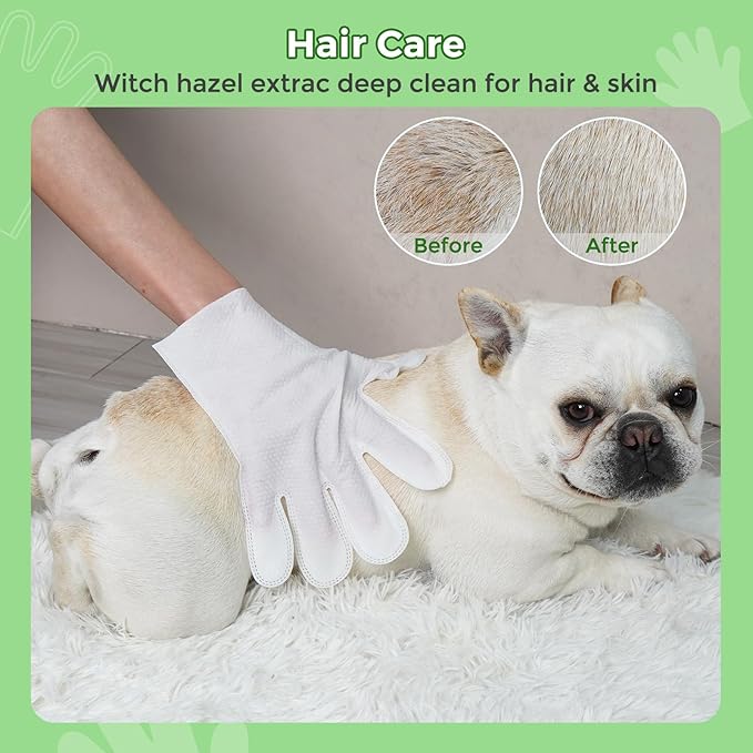 Vannon Extra Thick Pet Bathing Wipes for Dogs & Cats, Cleaning & Odor-Controlling Grooming Gloves, Nourish Fur Glove Wipes for Daily Care and Traveling, Rinse Free, Coconut Scent, 6 PCS