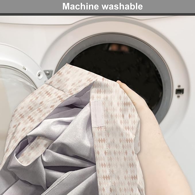 Lunarable Cream Dog Crate Cover, Geometrical Design Soft Colored Diamond Line Harlequin Background Pattern Classic Image, Easy to Use Pet Kennel Cover for Medium Large Dogs, 42 Inch, Tan