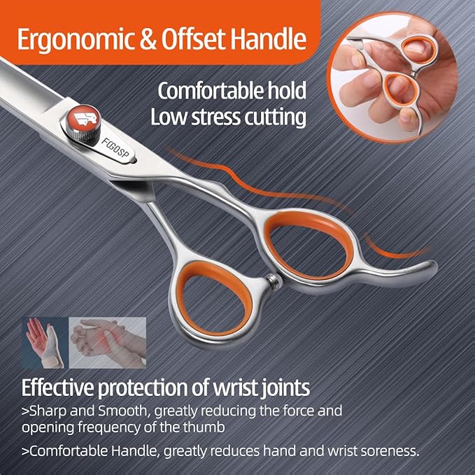 Professional 8'' Straight Dog Grooming Scissors Long Large Grooming Shears for Dogs Pet Japan 440C Right Handed Dog Hair Cutting Scissors for Poodle