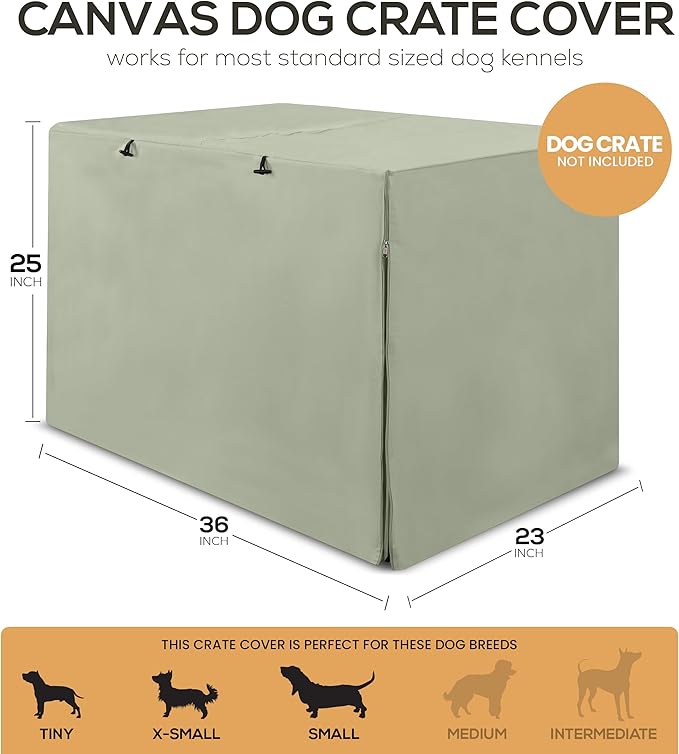 Utopia Home Dog Crate Cover, Waterproof Dog Kennel Cover 36 Inch - Beige Tan, 600D Heavy Duty Dog Cage Cover Universal Fit for Most Wire Pet Crates - 36 x 23 x 25 Inch (Cover Only)