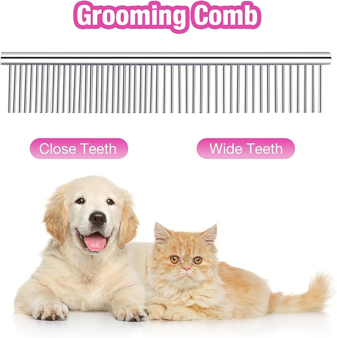 Pink Dog Grooming Scissors, Dog Grooming Scissors Kit, Professional Stainless Steel Pet Grooming Shears for Dog, Cat, 5 in 1