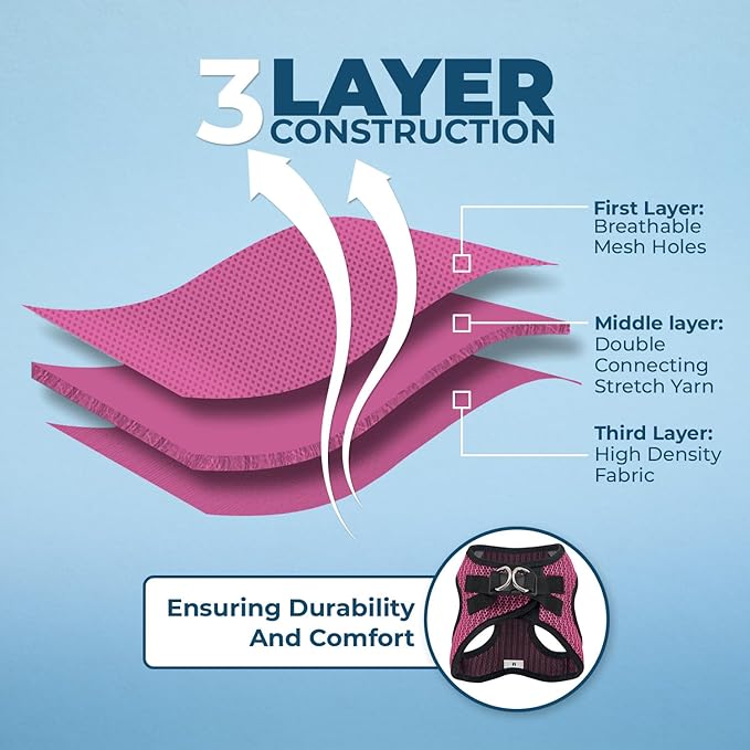 Voyager Step-in Air Dog Harness - All Weather Mesh, Reflective, No Pull Harness for Small, Medium Dogs, Cats - Secure with Hook & Loop Fastener, Buckle, Double D-Rings - Fuchsia 2-Tone, S