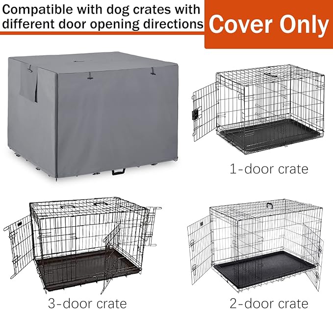 36Inch Wire Dog Crate Cover,Durable Windproof Privacy Polyester Pet Kennel Covers,Breathable Blackout Cover for 1/2/3 Door Dog Cage. (36" L x 23" W x 25" H,Grey)