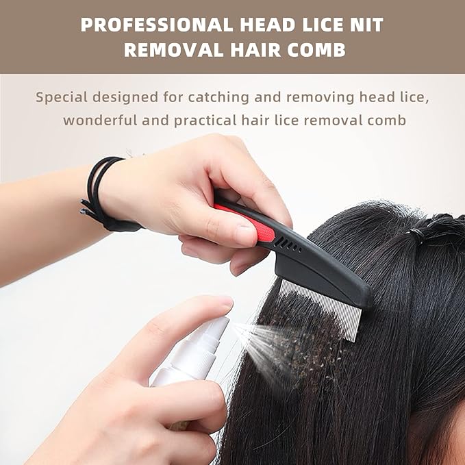 Flea Comb, Dandruff Comb, Multifunction Stainless Steel Fine Tooth Comb Nit Removal Hair Comb Cat Dog Pet Grooming Scalp Flea Comb, Easy to Hold