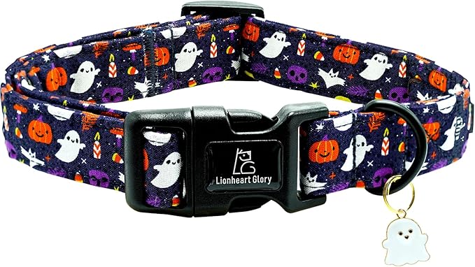 Lionheart glory Dog Collars Fall Halloween Pumpkin Collar Dog Heavy Comfortable Adjustable Dog Collar for X-Small Puppy Collar Dogs Girls Boys Dog Collar Party Pet Gift