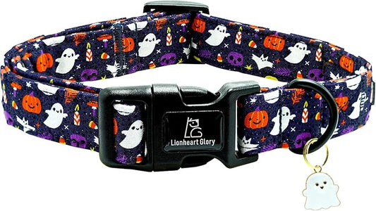 Lionheart glory Dog Collars Fall Halloween Pumpkin Collar Dog Heavy Comfortable Adjustable Dog Collar for X-Small Puppy Collar Dogs Girls Boys Dog Collar Party Pet Gift