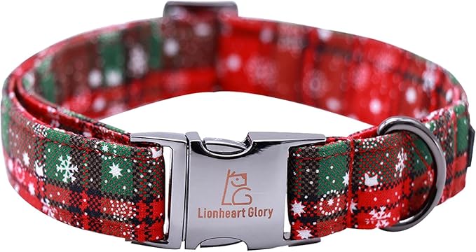 Lionheart glory Christmas Plaid Dog Collar, Dogs Collar Adjustable Soft and Comfortable Dog Collars for Medium Dogs Girl or Boy Pet Gift Fall Collar Dog Collar