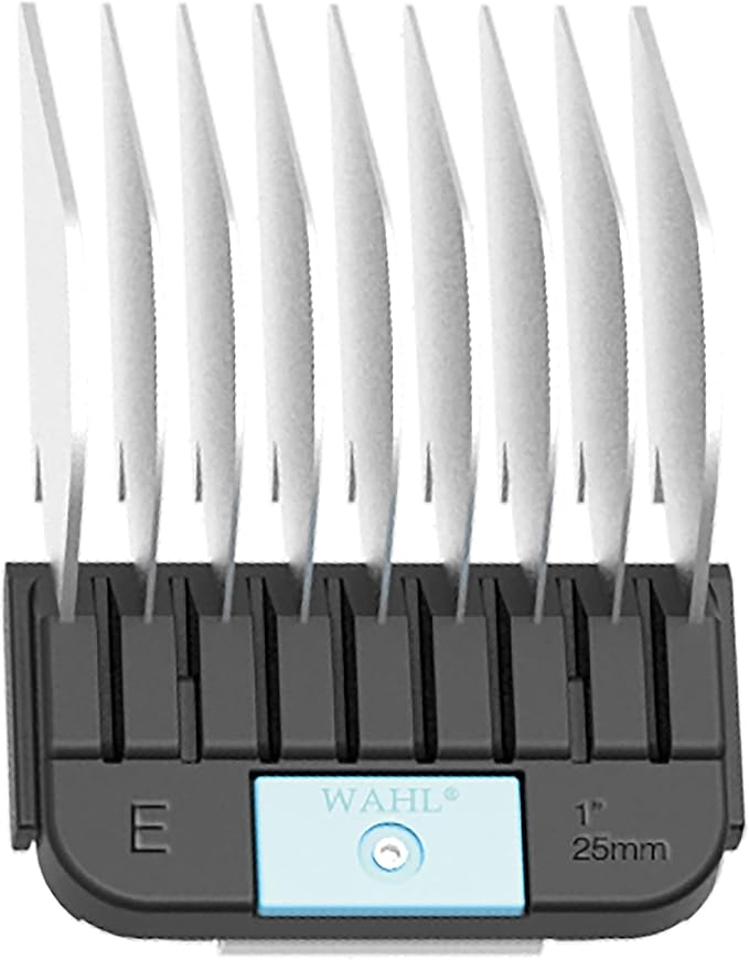 WAHL Professional Animal Stainless Steel Attachment Guide Comb Detachable Blade Pet Clippers - #E, 1 Inch Cut Length (3378-100), Light Blue