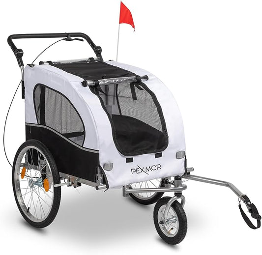 PEXMOR 2-in-1 Dog Bike Trailer,Pet Stroller Dog Trailer for Bicycle w/Universal Hitch,Pet Cart Bike Wagon Cargo Carrier for Dog Shock Absorber & Universal Wheel