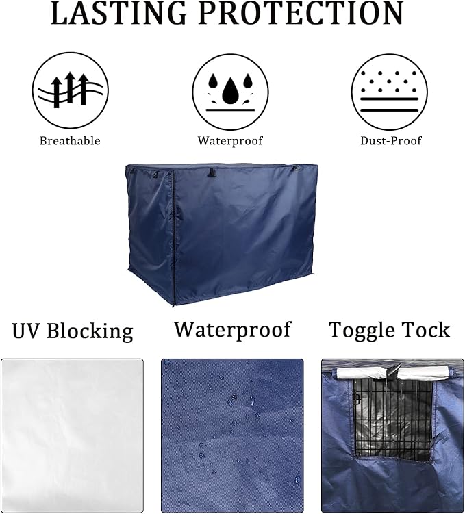 Medibot Dog Crate Cover 36 inch - Double Door, Dog Kennel Indoor, Waterproof Dog Kennel Cover with Air Vent Window, for Indoor/Outdoor Most Wire Dog Crate(Navy Blue)