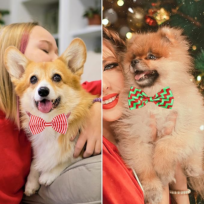 Segarty Dog Bows, 10 PCS Dog Bow Ties, Adjustable Bowties Collar Bowknot, Bulk Pet Dog Grooming Neck Bow for Small Medium Girl Dogs Puppy Cats Christmas New Year Halloween Wedding Holiday Photography