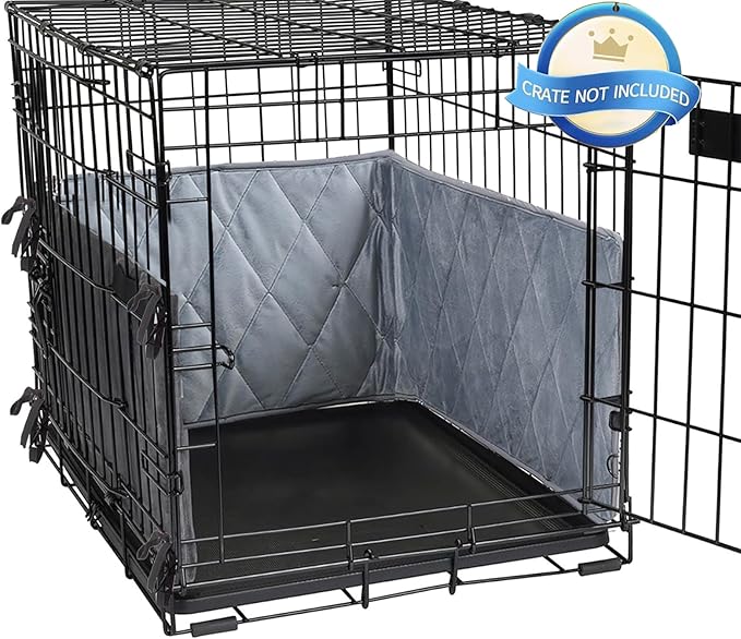 Gray Dog Crate Bumpers with Ties - Tail Protector, 42"X28"X10"