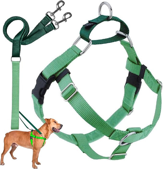 2 Hounds Design Freedom No Pull Dog Harness | Comfortable Control for Easy Walking |Adjustable Dog Harness and Leash Set | Small, Medium & Large Dogs | Made in USA | Solid Colors | 5/8" XS Neon Green
