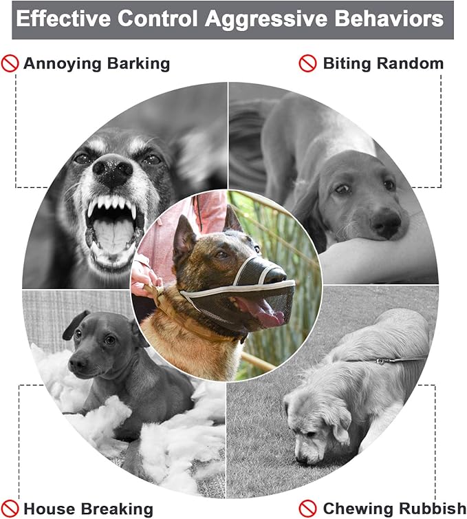 Crazy Felix Nylon Dog Muzzle for Small Medium Large Dogs, Air Mesh Breathable and Drinkable Pet Muzzle for Anti-Biting Anti-Barking Licking (XXS, Reflective Trim)