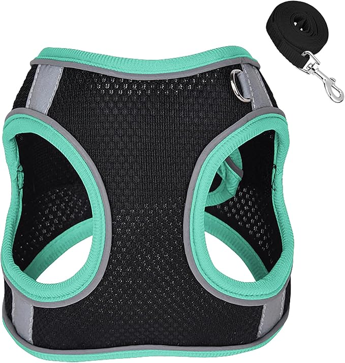 Dog Harness and Leash Set No Pull Step in Dog Harness with Reflective Bands Escape Proof Mesh Dog Vest Harness Leash with ID Tag