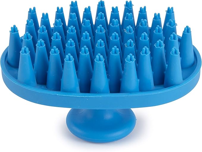 Dexas BrushBuster Silicone Gentle Dog Grooming and Massage Brush, Pro Blue