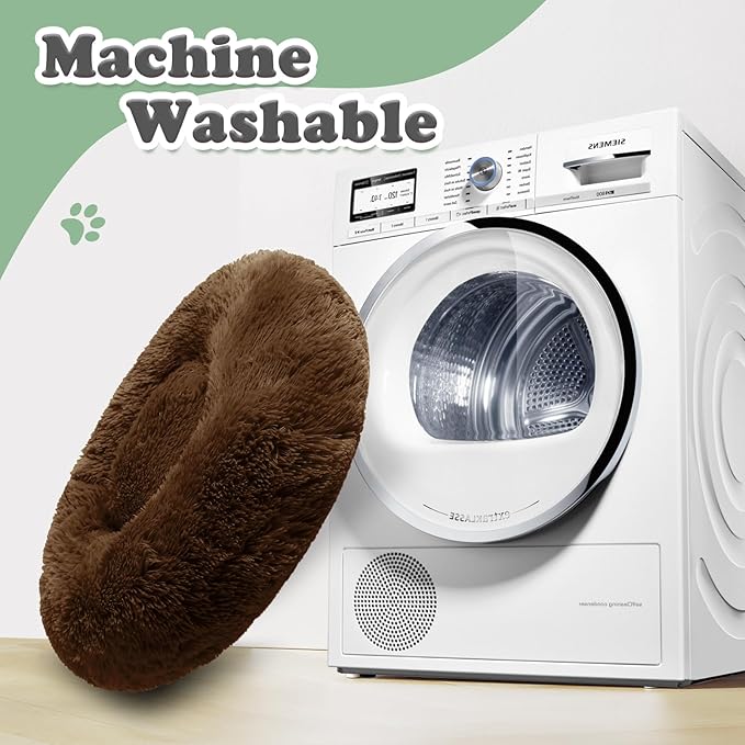 JOLLYVOGUE Dog Beds, Calming Small Dog Bed, Anti-Anxiety Dog Bed for Small Dogs, Fluffy Donut Dog Bed, Cozy Dog Cat Cushion Bed for Small Medium Dogs and Cats (20")