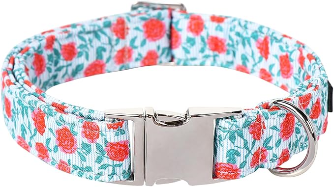 Lionet Paws Dog Collar, Comfortable Adjustable Cute Collar with Metal Buckle for Male Female Puppies Gift, Rose, XS, Neck 8-12 inches