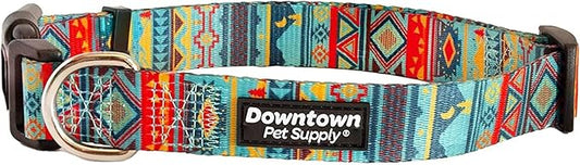 Downtown Pet Supply - Best, Cute & Fancy Dog Collar - Lightweight Adjustable Dog Collar with Quick Buckle & D-Ring - Hand Wash Safe - Tribal - L - Large Dog Collar