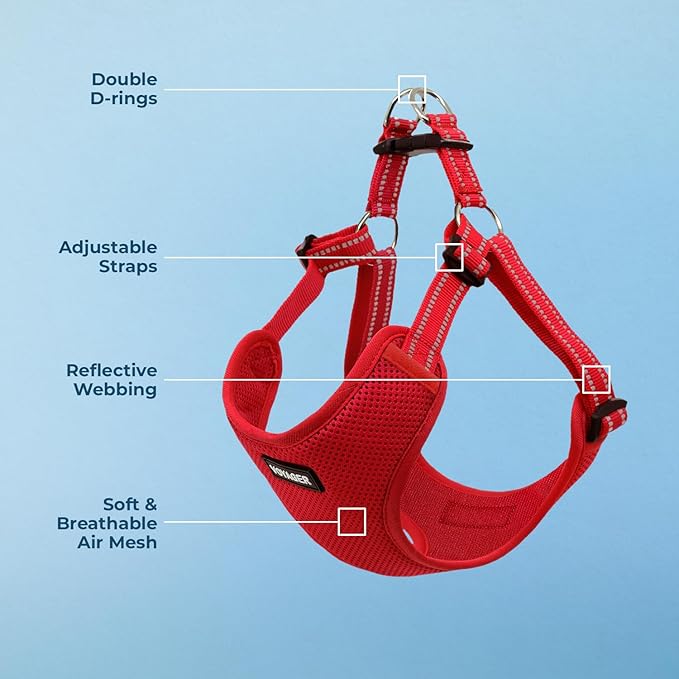 Best Pet Supplies Voyager Adjustable Dog Vest Harness Breathable No Pull Harness for Small, Medium, Large Dogs, Heavy Duty Harness for Walking, Jogging, Easy Step-in, Reflective Stripes - (Red), M