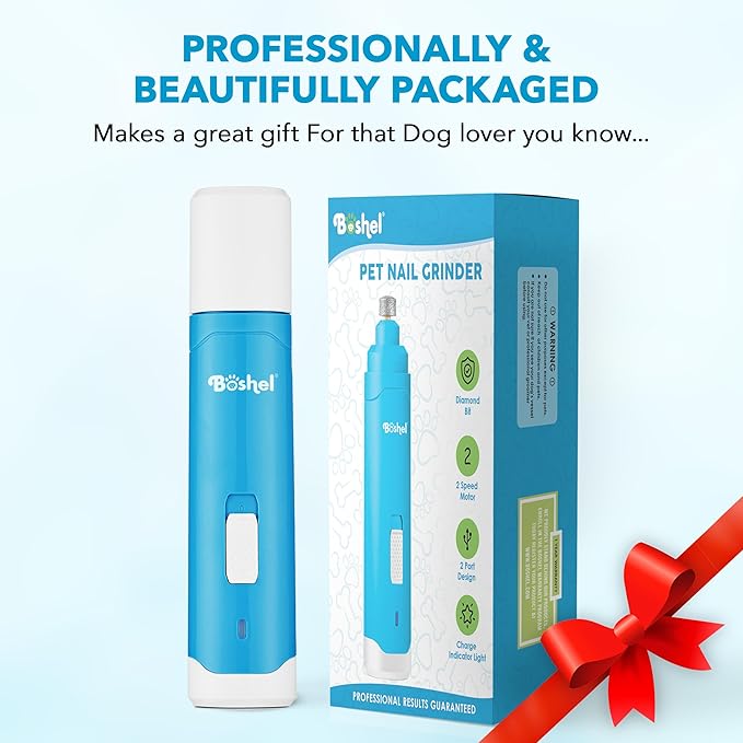 Boshel Pet Nail Grinder for Dogs, Dog Nail Grinder Quiet Noise, Dog Nail Trimmers for Large Dogs to Small Puppy & Cats, Nail Clippers for Dogs, Dog Nail File, Dog Nail Trimmer, Dog Toenail Grinder