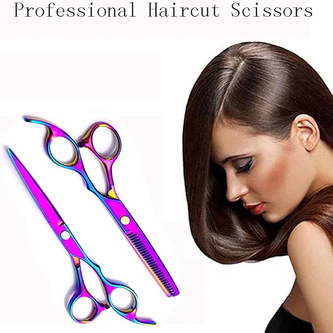 Dog Grooming Scissors Colorful Pet Trimming Scissors Set Professional Grooming Barber Scissors Kit 7 inch Stainless Steel Shears for Grooming and Hair Cutting