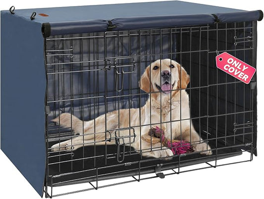 Dog Crate Cover - Kennel Covers Fit for 48 Inch Dog Crate, Double Door Polyester for Wire Puppy Crate Indoor Outdoor Protection, Blue