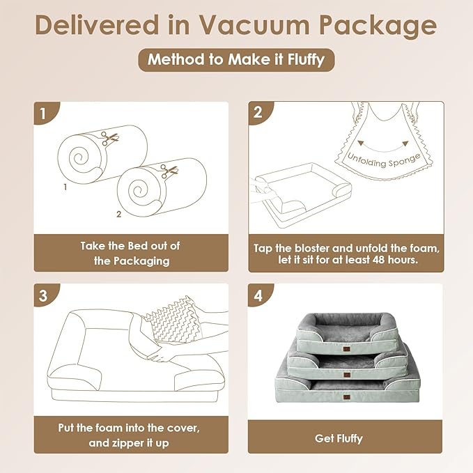 EHEYCIGA Orthopedic Dog Bed for Small Dogs, Waterproof Memory Foam Small Dog Beds with Sides, Non-Slip Bottom and Egg-Crate Foam Medium Dog Couch Bed with Washable Removable Cover, Greyish Green