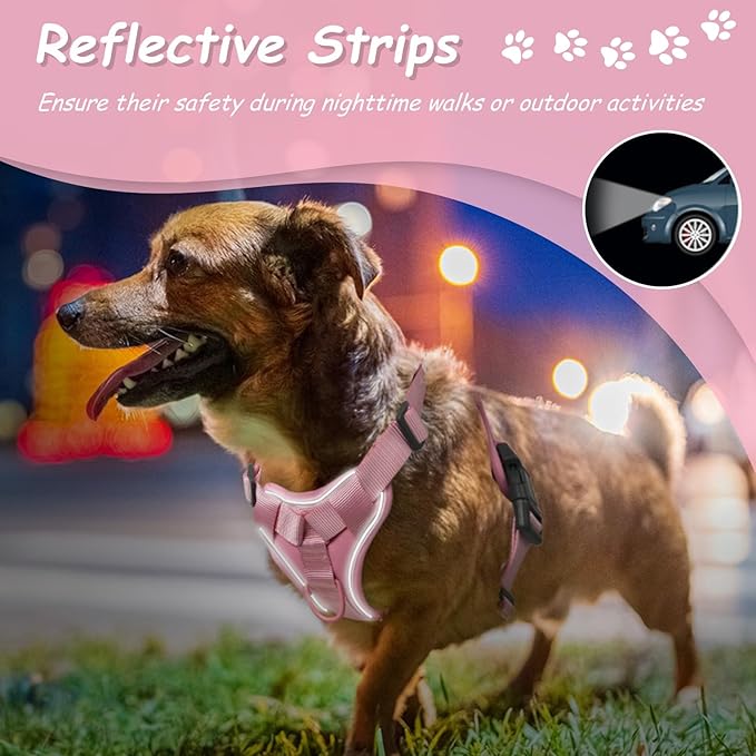 AUROTH Dog Harness Small Sized Dog, Small No Pull Dog Harness, Dog Harness for Small Dogs, Harness Small Size Dog Vest Harness with Handle, Pink S