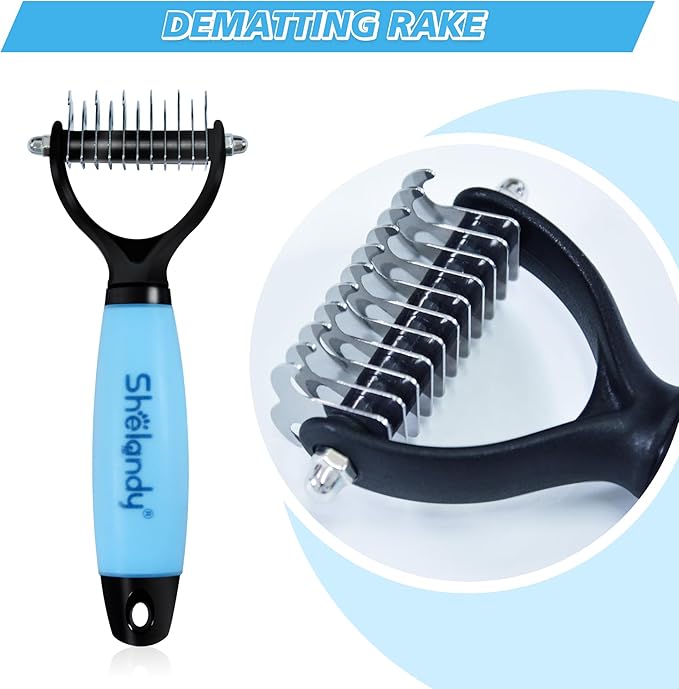 SHELANDY Groomer Partner Pet Grooming Kit, 5-Piece Set with Aluminum Case, Includes Slicker Brush, Undercoat Rake, DeShedding Tool, Flea Comb, Nail Clipper