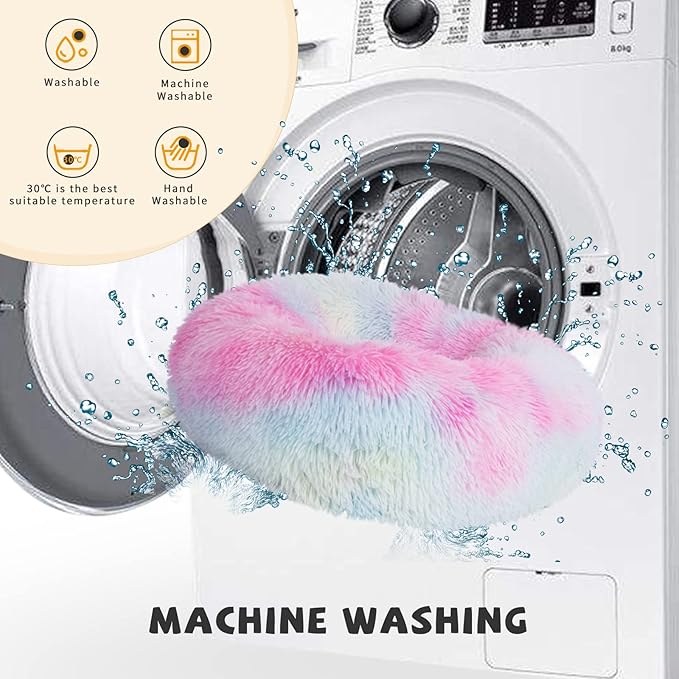 Puppy Bed for Calming Dog 19Inches Peach Anti-Anxiety Donut Dog Bed for Small Dogs Washable Fuzzy Dog Bed Fits up to 15 lbs Pets Beds for Small Dog