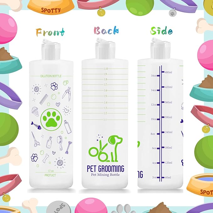 2 Pack Pet Shampoo Dilution Bottles, Specialties Mixing Bottle for Concentrated Dog Shampoo and Conditioner Grooms (2)