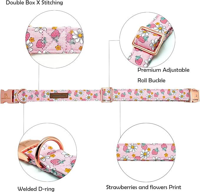 Lionheart glory Dog Collar Pink Dogs Collar Spring Summer Cute Collars Dog Female Soft Durable Adjustable Dog Collars for Small Dogs Pet Gift
