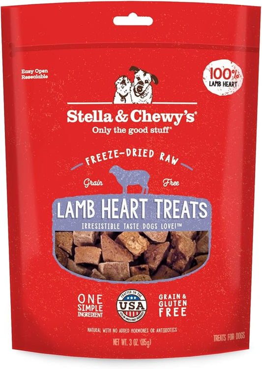 Stella & Chewy's Freeze-Dried Raw Single Ingredient Lamb Heart Treats, 3 oz. Bag