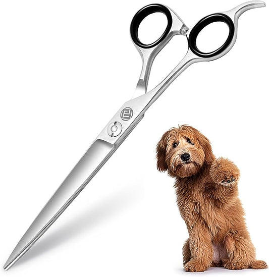 Professional Dog Grooming Scissors/Shears, Straight, for Dogs, Cats & Pets (Right Handed, Stainless Steel 7.5 Inch)