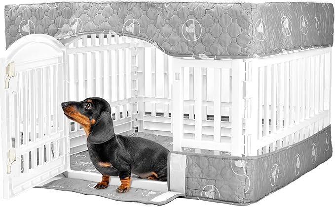PJYuCien Dog Playpen Bottom Pad and Cover Fits for 36 Inch 4 Panels Exercise Pet Pen,Grey